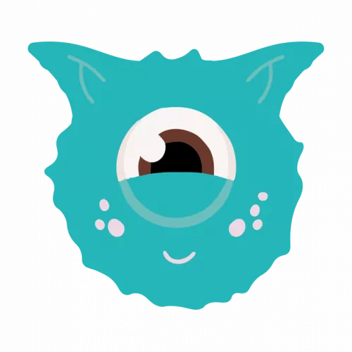 Cute turquoise monster with one large eye